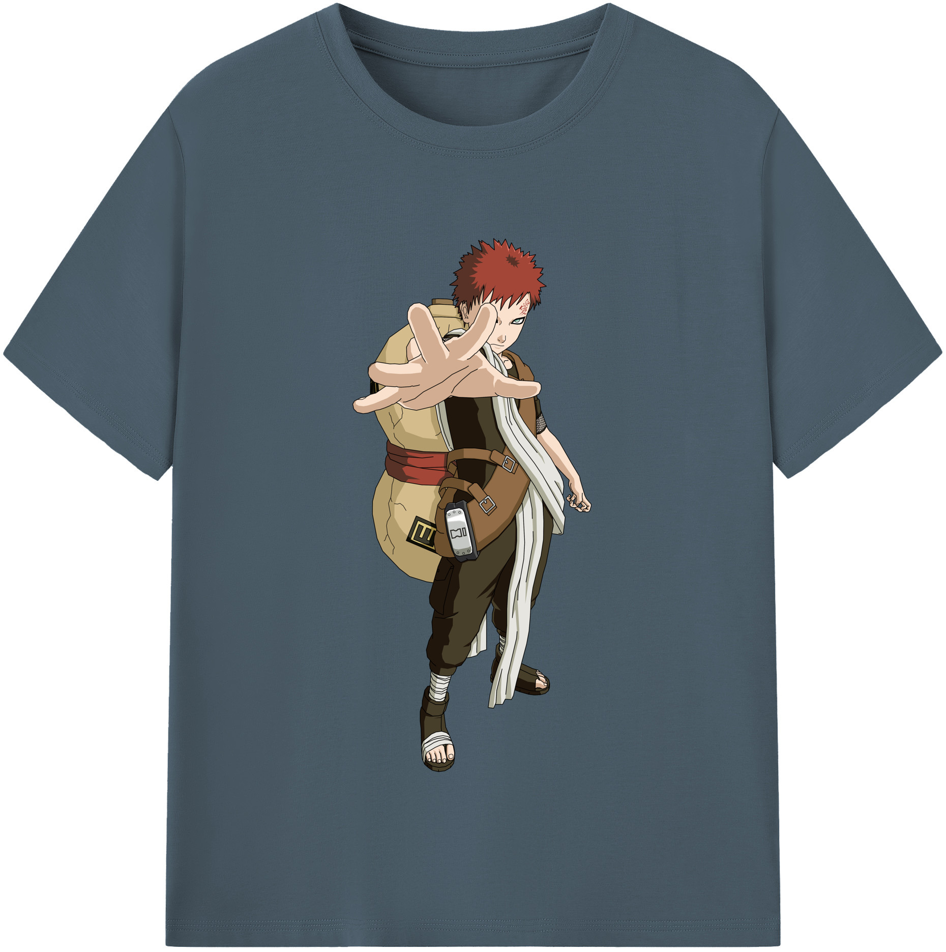 （画像用） NARUTO -ナルト- ガアラ Gaara 綿100％半袖Tシャツ（フロントプリント）